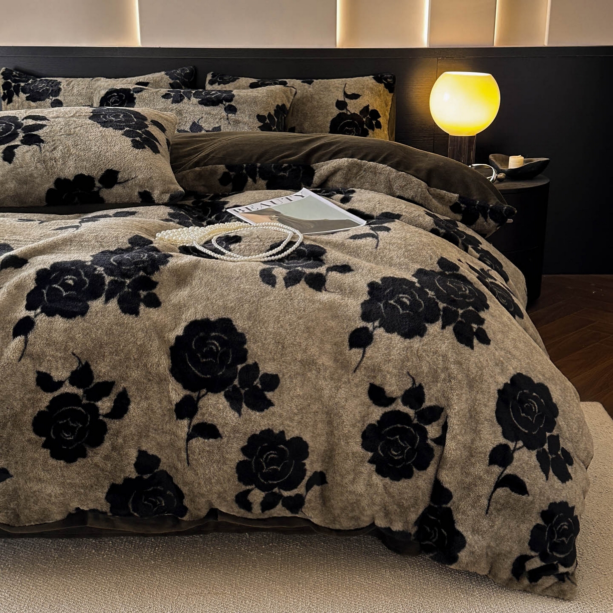 91家纺网 家纺一手货源 找家纺 金阳光家纺 2025新款A类高克重兔毛绒保暖印花牛奶绒四件套 美拉德系列 美拉德-奥黛丽