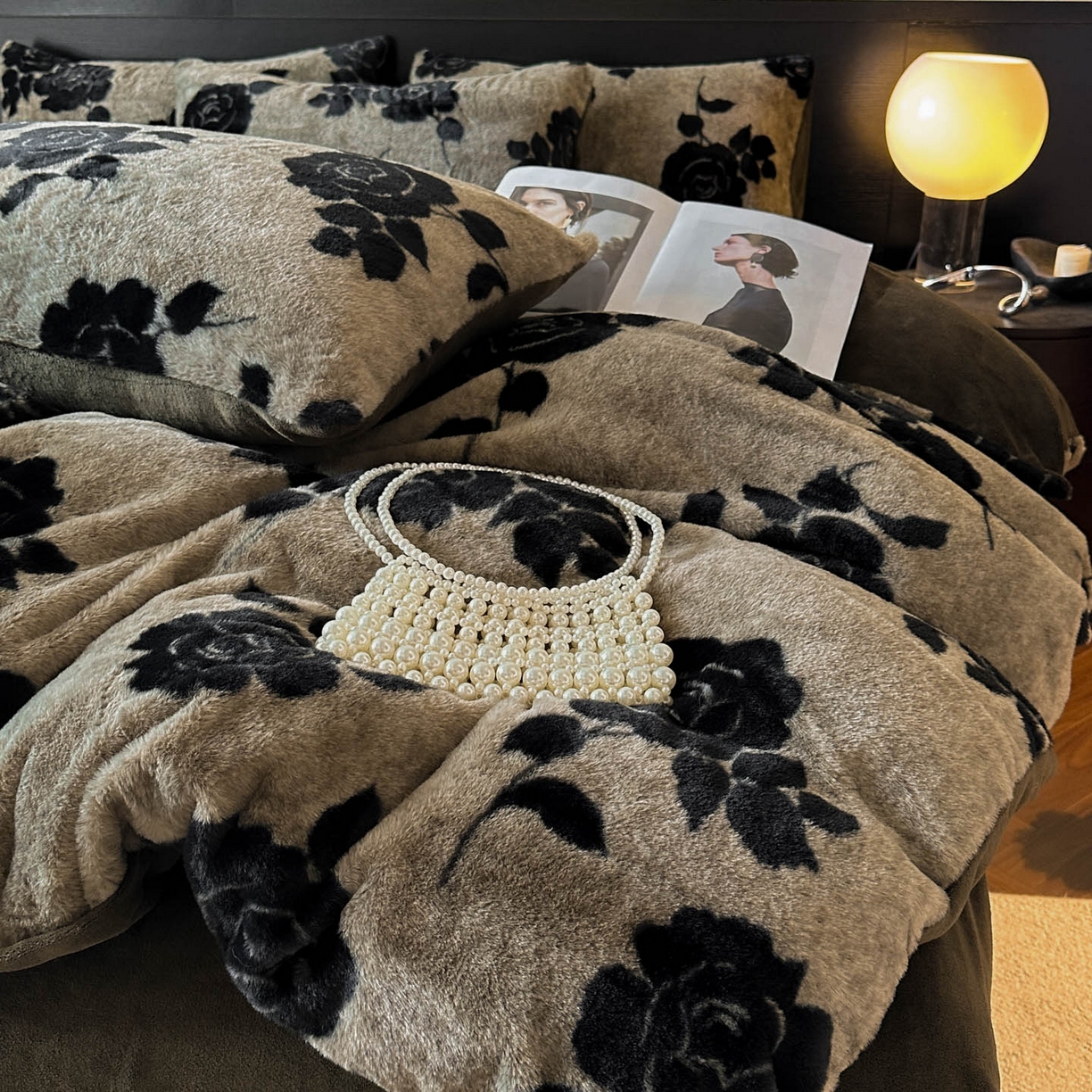 91家纺网 家纺一手货源 找家纺 金阳光家纺 2025新款A类高克重兔毛绒保暖印花牛奶绒四件套 美拉德系列 美拉德-奥黛丽