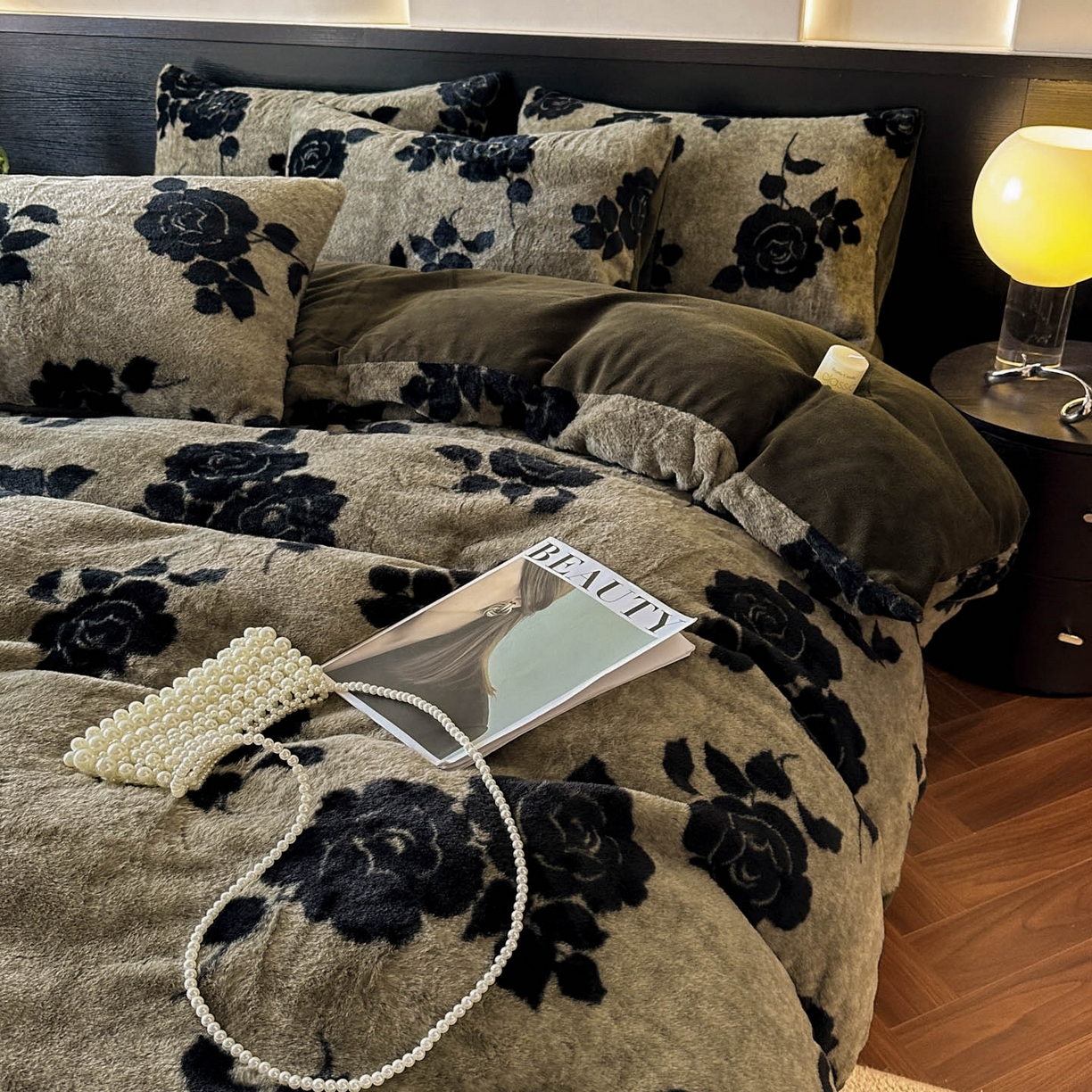 91家纺网 家纺一手货源 找家纺 金阳光家纺 2025新款A类高克重兔毛绒保暖印花牛奶绒四件套 美拉德系列 美拉德-奥黛丽