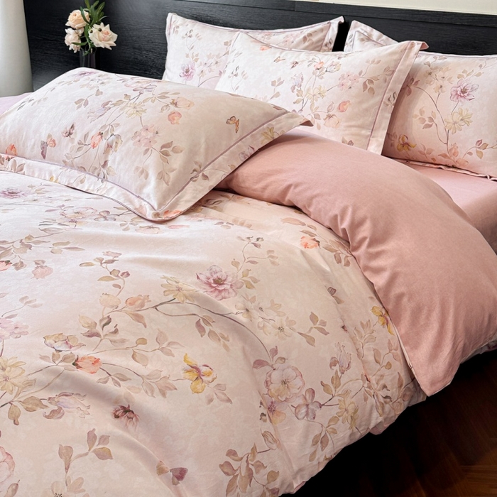 91家纺网 家纺一手货源 找家纺 海洋家纺 2026新款100%全棉磨毛数码印花四件套加厚全棉四件套-提供买家秀 梦屿香 米