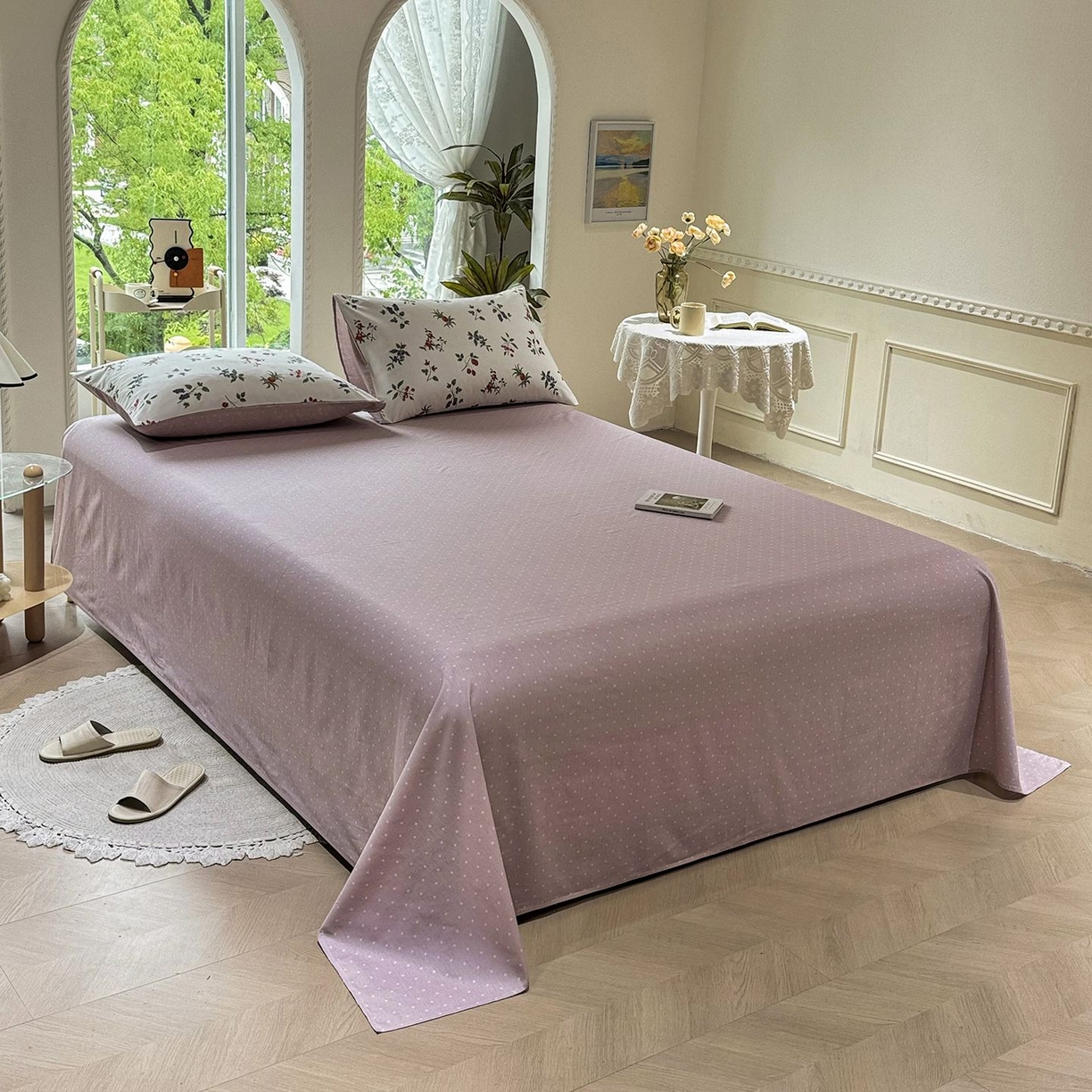 91家纺网 家纺一手货源 找家纺 缦纱 2025新款全棉纯棉小清新喷气13372印花40支纯棉四件套 丛果集