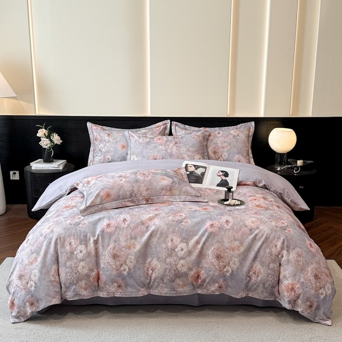 91家纺网 家纺一手货源 找家纺 海洋家纺 2026新款100%全棉磨毛数码印花四件套加厚全棉四件套-提供买家秀 秘境情书 蓝