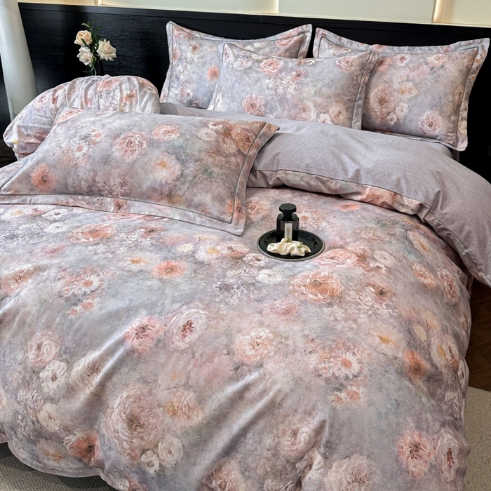 91家纺网 家纺一手货源 找家纺 海洋家纺 2026新款100%全棉磨毛数码印花四件套加厚全棉四件套-提供买家秀 秘境情书 蓝