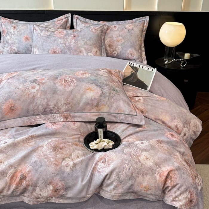 91家纺网 家纺一手货源 找家纺 海洋家纺 2026新款100%全棉磨毛数码印花四件套加厚全棉四件套-提供买家秀 秘境情书 蓝