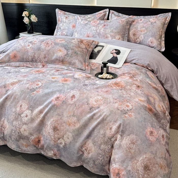 91家纺网 家纺一手货源 找家纺 海洋家纺 2026新款100%全棉磨毛数码印花四件套加厚全棉四件套-提供买家秀 秘境情书 蓝