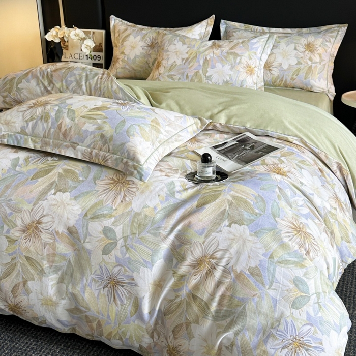 91家纺网 家纺一手货源 找家纺 海洋家纺 2026新款100%全棉磨毛数码印花四件套加厚全棉四件套-提供买家秀 柔晨 绿