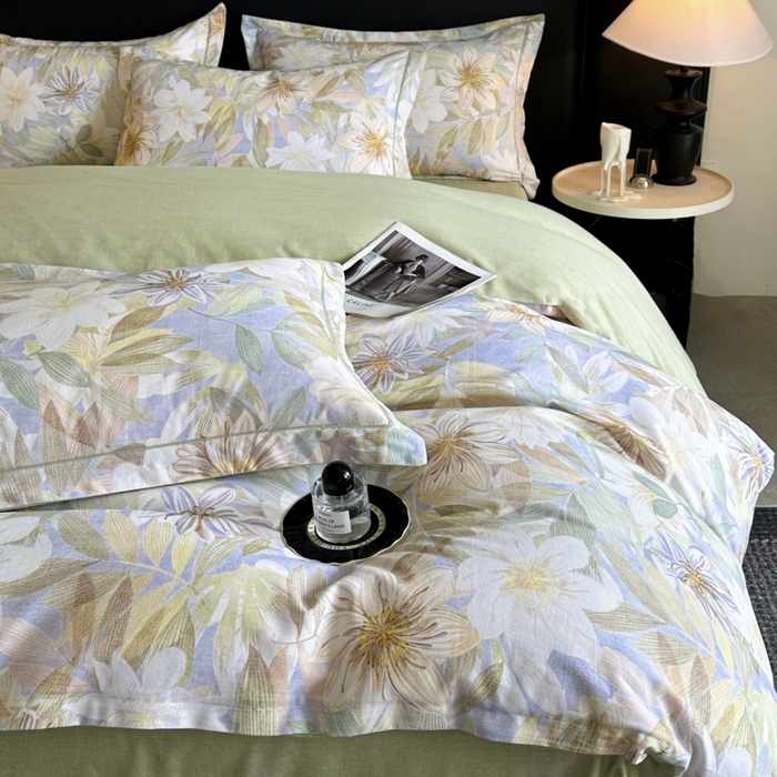 91家纺网 家纺一手货源 找家纺 海洋家纺 2026新款100%全棉磨毛数码印花四件套加厚全棉四件套-提供买家秀 柔晨 绿