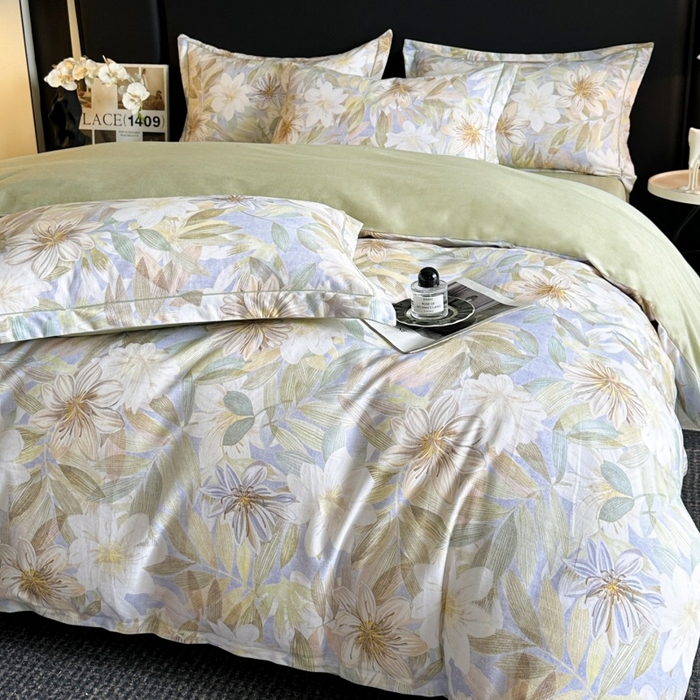 91家纺网 家纺一手货源 找家纺 海洋家纺 2026新款100%全棉磨毛数码印花四件套加厚全棉四件套-提供买家秀 柔晨 绿