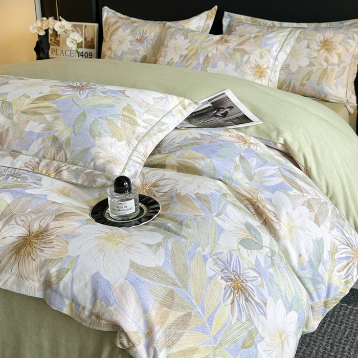 91家纺网 家纺一手货源 找家纺 海洋家纺 2026新款100%全棉磨毛数码印花四件套加厚全棉四件套-提供买家秀 柔晨 绿