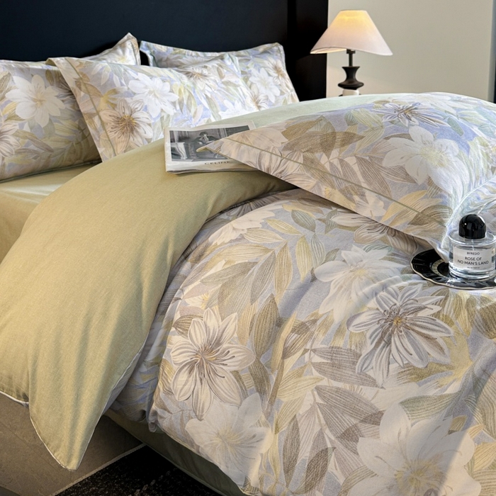 91家纺网 家纺一手货源 找家纺 海洋家纺 2026新款100%全棉磨毛数码印花四件套加厚全棉四件套-提供买家秀 柔晨 绿