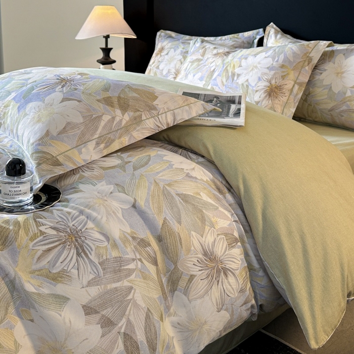 91家纺网 家纺一手货源 找家纺 海洋家纺 2026新款100%全棉磨毛数码印花四件套加厚全棉四件套-提供买家秀 柔晨 绿