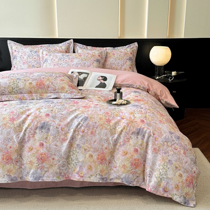 91家纺网 家纺一手货源 找家纺 海洋家纺 2026新款100%全棉磨毛数码印花四件套加厚全棉四件套-提供买家秀 忆梦 粉