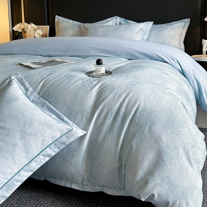 海洋家纺 2026新款100%全棉磨毛数码印花四件套加厚全棉四件套-提供买家秀 羽弦 蓝