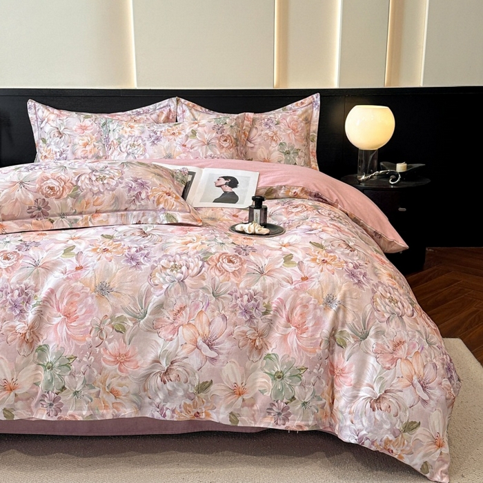 91家纺网 家纺一手货源 找家纺 海洋家纺 2026新款100%全棉磨毛数码印花四件套加厚全棉四件套-提供买家秀 春晓 粉