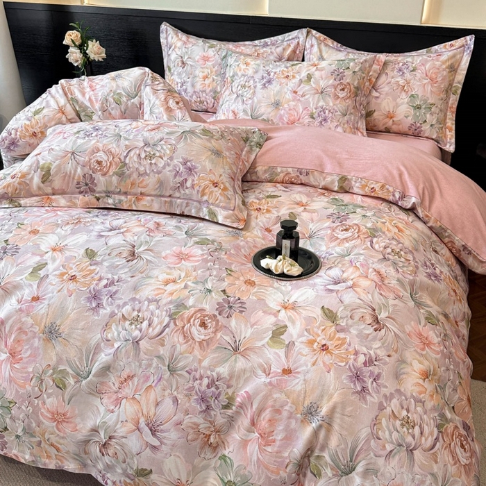 91家纺网 家纺一手货源 找家纺 海洋家纺 2026新款100%全棉磨毛数码印花四件套加厚全棉四件套-提供买家秀 春晓 粉