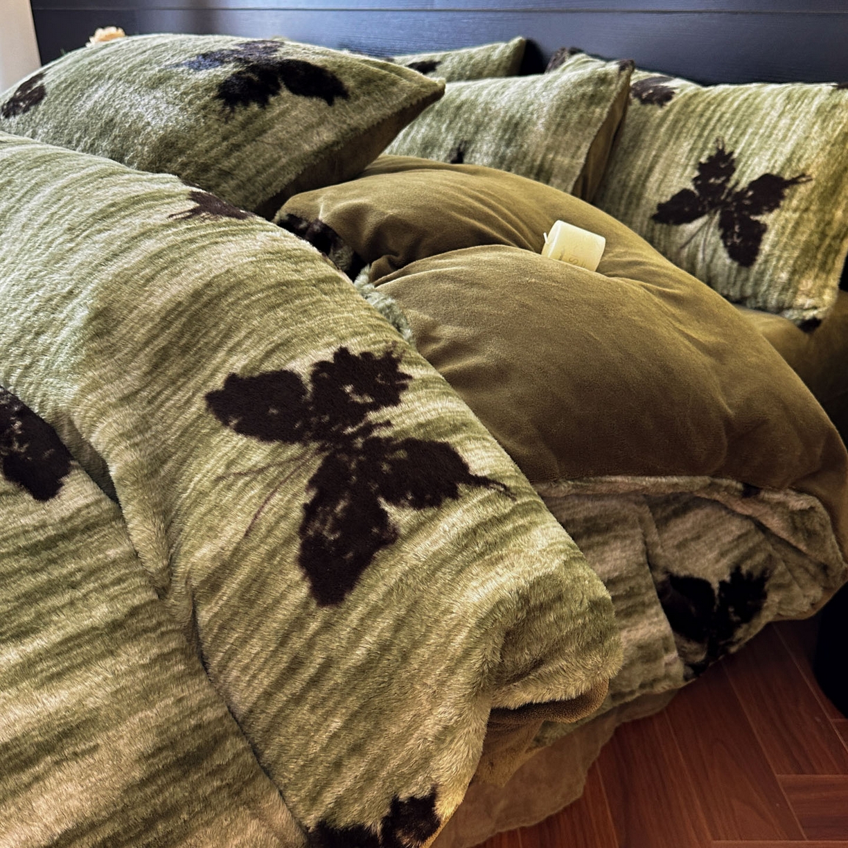 金阳光家纺 2025新款A类高克重兔毛绒保暖印花牛奶绒四件套 美拉德系列 美拉德-蝶舞绿