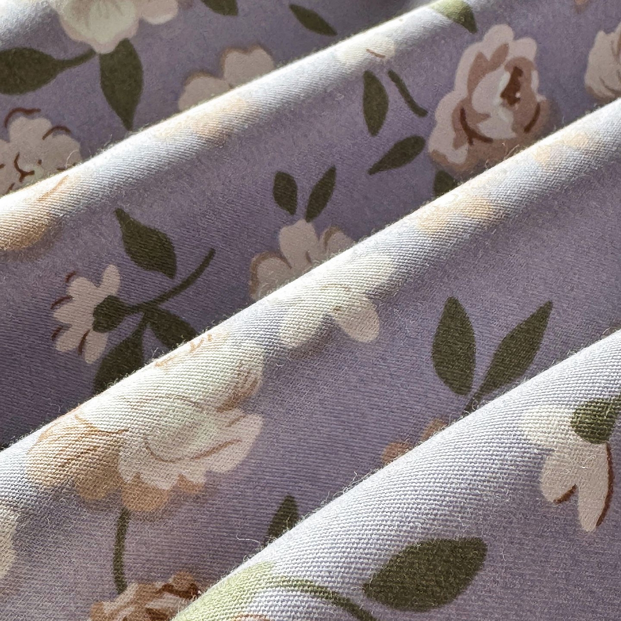 91家纺网 家纺一手货源 找家纺 缦纱 2025新款全棉纯棉小清新喷气13372印花40支纯棉四件套 花清梦