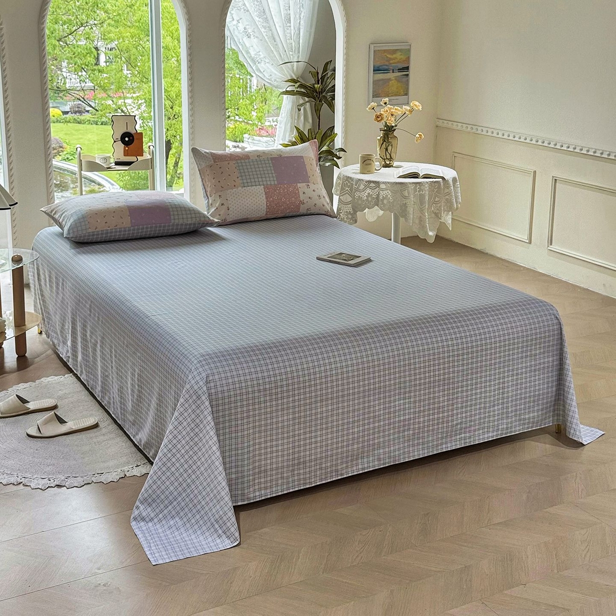 91家纺网 家纺一手货源 找家纺 缦纱 2025新款全棉纯棉小清新喷气13372印花40支纯棉四件套 花田漫步