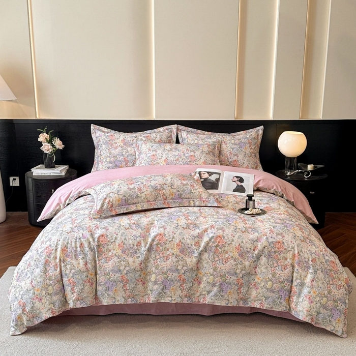 91家纺网 家纺一手货源 找家纺 海洋家纺 2026新款100%全棉磨毛数码印花四件套加厚全棉四件套-提供买家秀 琳岚 粉