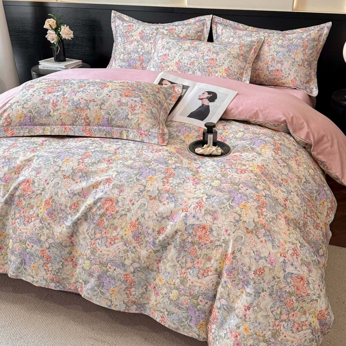 91家纺网 家纺一手货源 找家纺 海洋家纺 2026新款100%全棉磨毛数码印花四件套加厚全棉四件套-提供买家秀 琳岚 粉