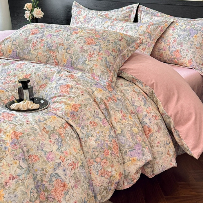 91家纺网 家纺一手货源 找家纺 海洋家纺 2026新款100%全棉磨毛数码印花四件套加厚全棉四件套-提供买家秀 琳岚 粉