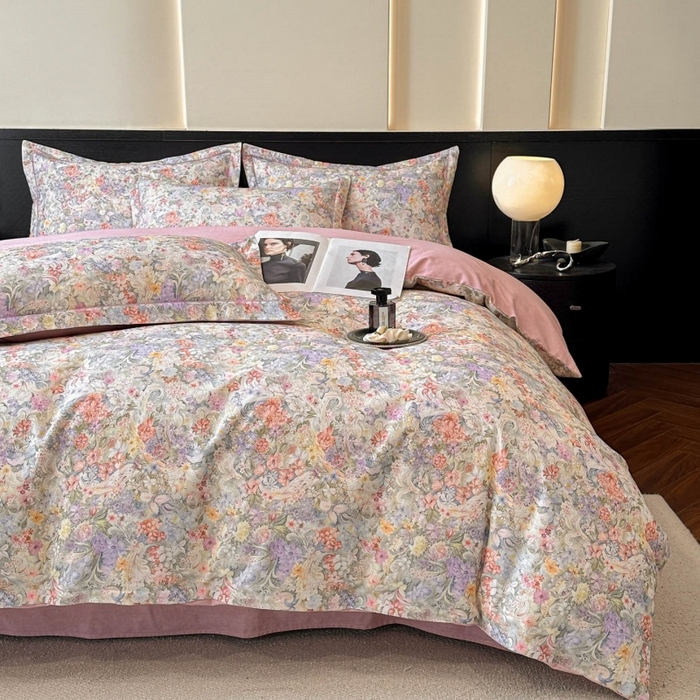 91家纺网 家纺一手货源 找家纺 海洋家纺 2026新款100%全棉磨毛数码印花四件套加厚全棉四件套-提供买家秀 琳岚 粉