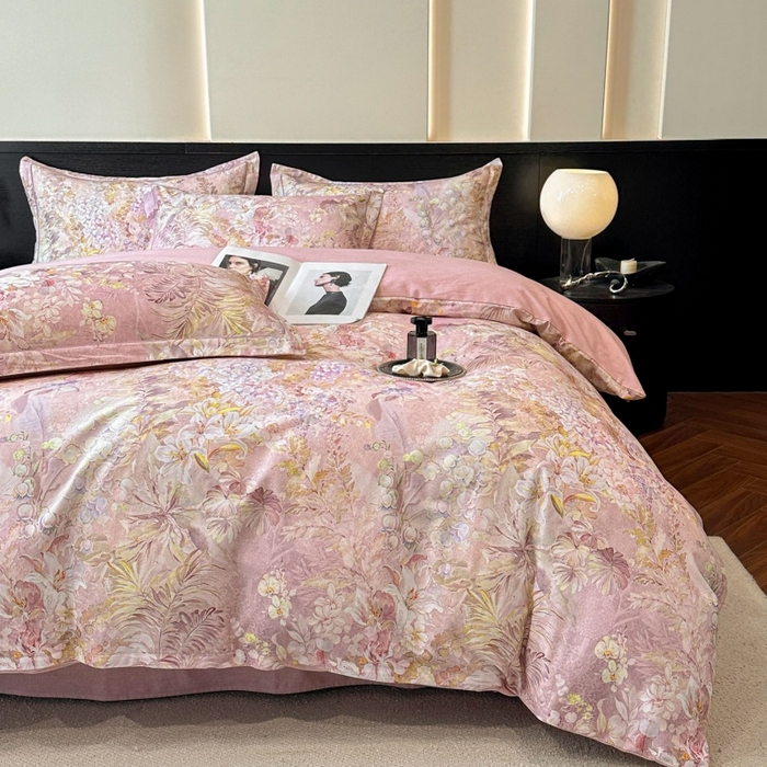 91家纺网 家纺一手货源 找家纺 海洋家纺 2026新款100%全棉磨毛数码印花四件套加厚全棉四件套-提供买家秀 玲兰入梦 粉