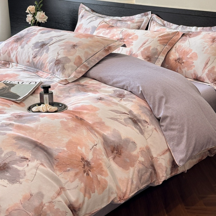 91家纺网 家纺一手货源 找家纺 海洋家纺 2026新款100%全棉磨毛数码印花四件套加厚全棉四件套-提供买家秀 梦萦 红