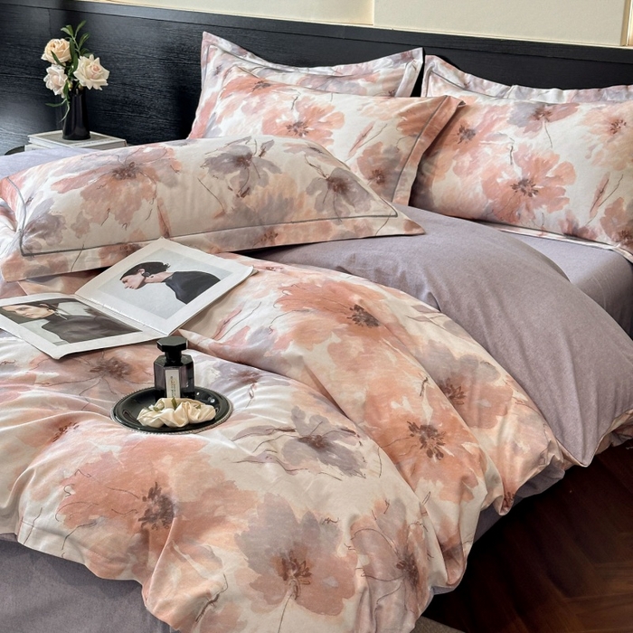 91家纺网 家纺一手货源 找家纺 海洋家纺 2026新款100%全棉磨毛数码印花四件套加厚全棉四件套-提供买家秀 梦萦 红