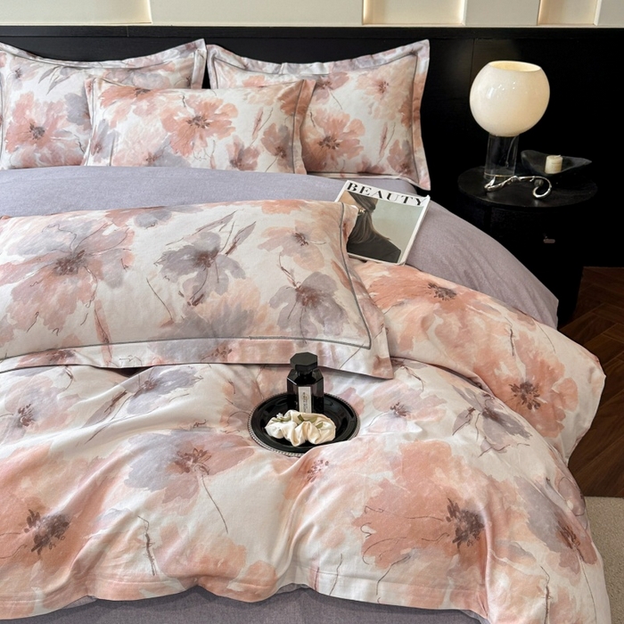 91家纺网 家纺一手货源 找家纺 海洋家纺 2026新款100%全棉磨毛数码印花四件套加厚全棉四件套-提供买家秀 梦萦 红