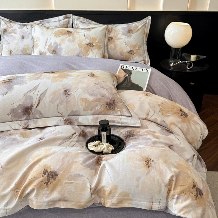 91家纺网 家纺一手货源 找家纺 海洋家纺 2026新款100%全棉磨毛数码印花四件套加厚全棉四件套-提供买家秀 梦萦 黄