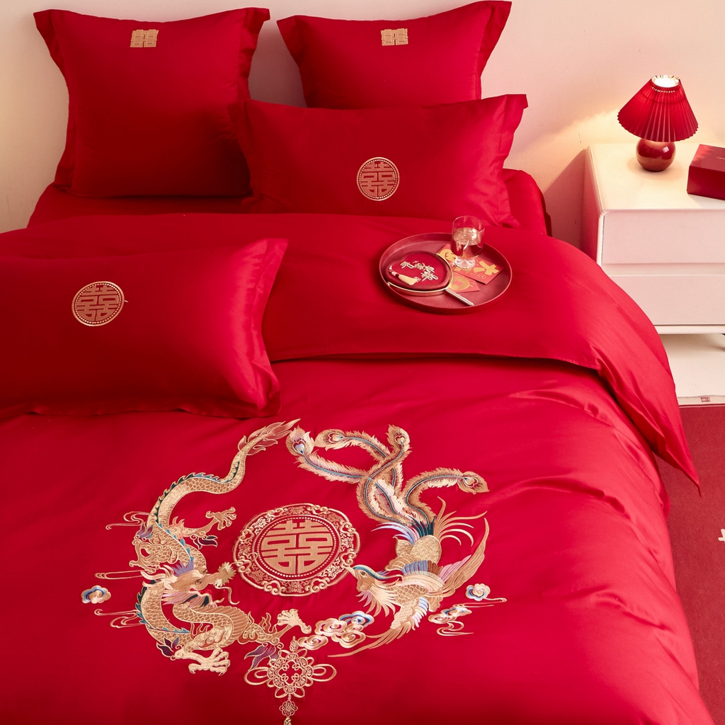 91家纺网 家纺一手货源 找家纺 东方合美（原：皇家传奇） 2025新款婚庆小红书化纤系列二 龙凤和鸣