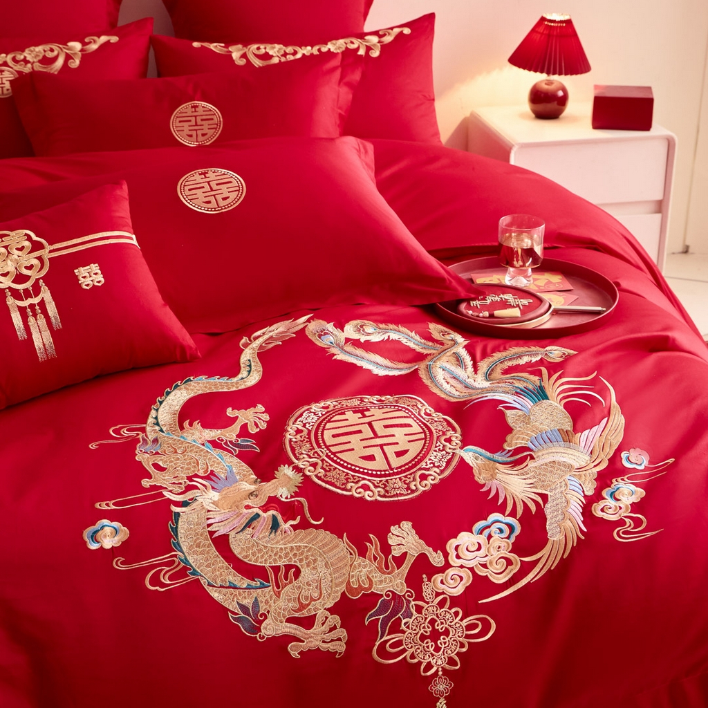 91家纺网 家纺一手货源 找家纺 东方合美（原：皇家传奇） 2025新款婚庆小红书化纤系列二 龙凤和鸣