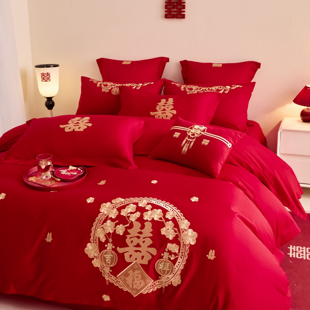 91家纺网 家纺一手货源 找家纺 东方合美（原：皇家传奇） 2025新款婚庆小红书化纤系列二 双喜临门