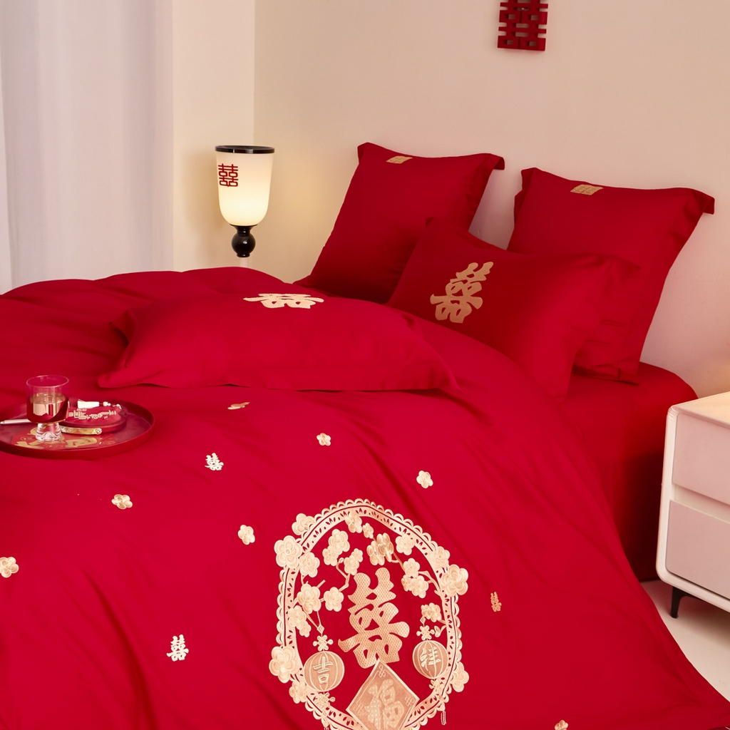 91家纺网 家纺一手货源 找家纺 东方合美（原：皇家传奇） 2025新款婚庆小红书化纤系列二 双喜临门