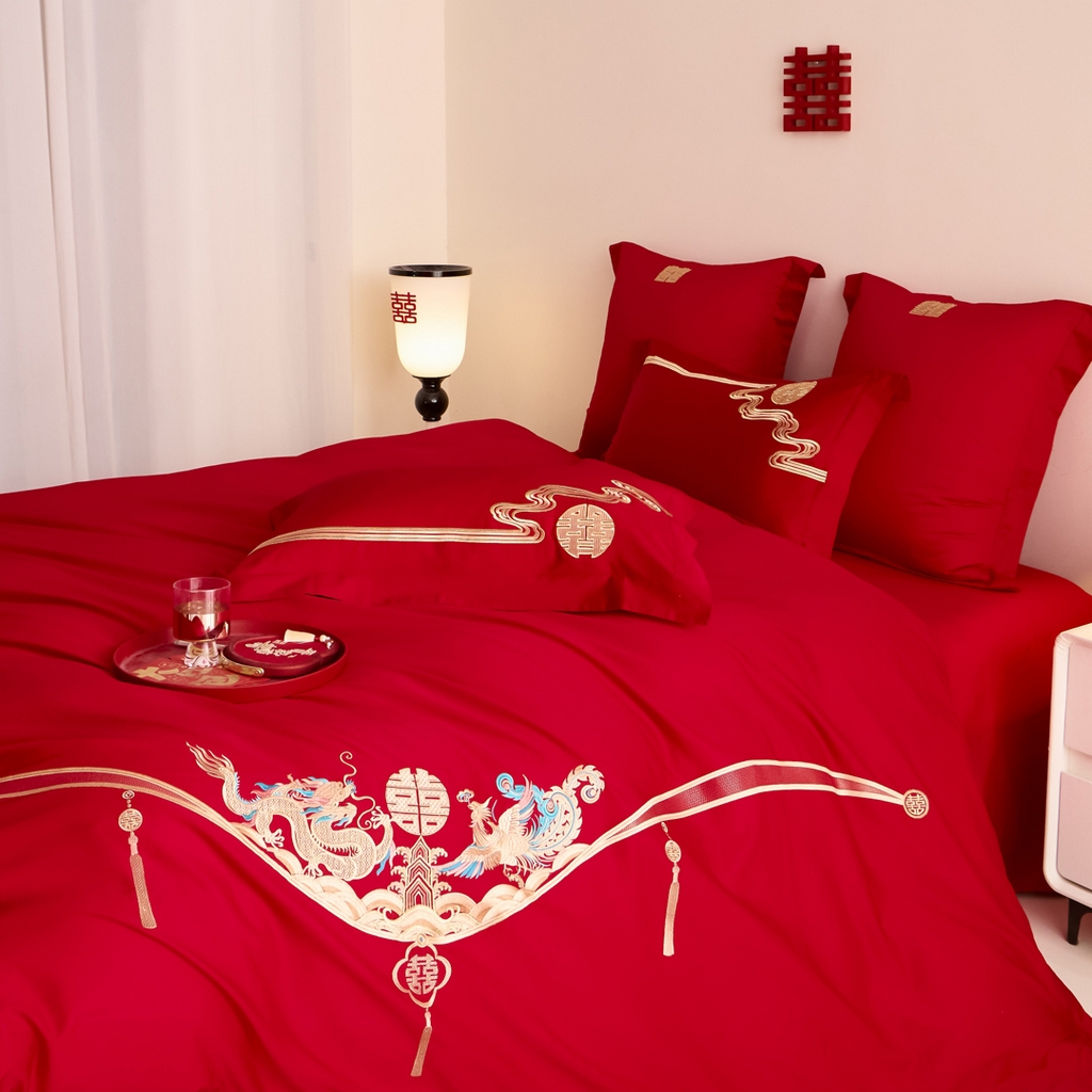 91家纺网 家纺一手货源 找家纺 东方合美（原：皇家传奇） 2025新款婚庆小红书化纤系列二 欢喜龙凤