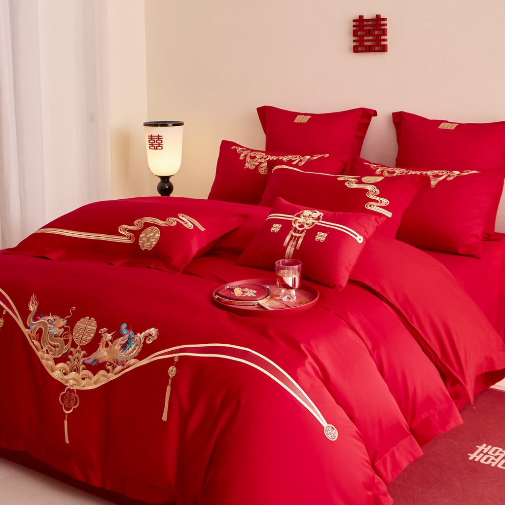 91家纺网 家纺一手货源 找家纺 东方合美（原：皇家传奇） 2025新款婚庆小红书化纤系列二 欢喜龙凤