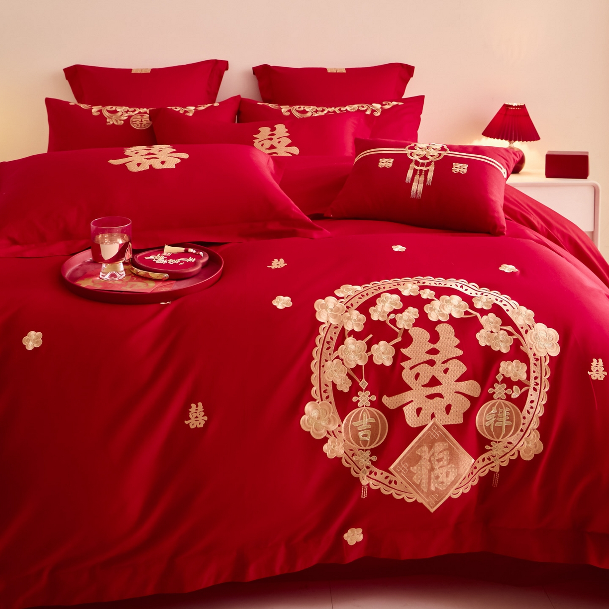 91家纺网 家纺一手货源 找家纺 东方合美（原：皇家传奇） 2025新款婚庆小红书化纤系列二 双喜临门