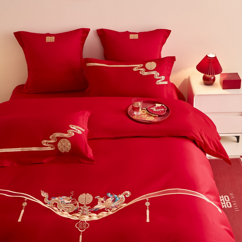 91家纺网 家纺一手货源 找家纺 东方合美（原：皇家传奇） 2025新款婚庆小红书化纤系列二 欢喜龙凤