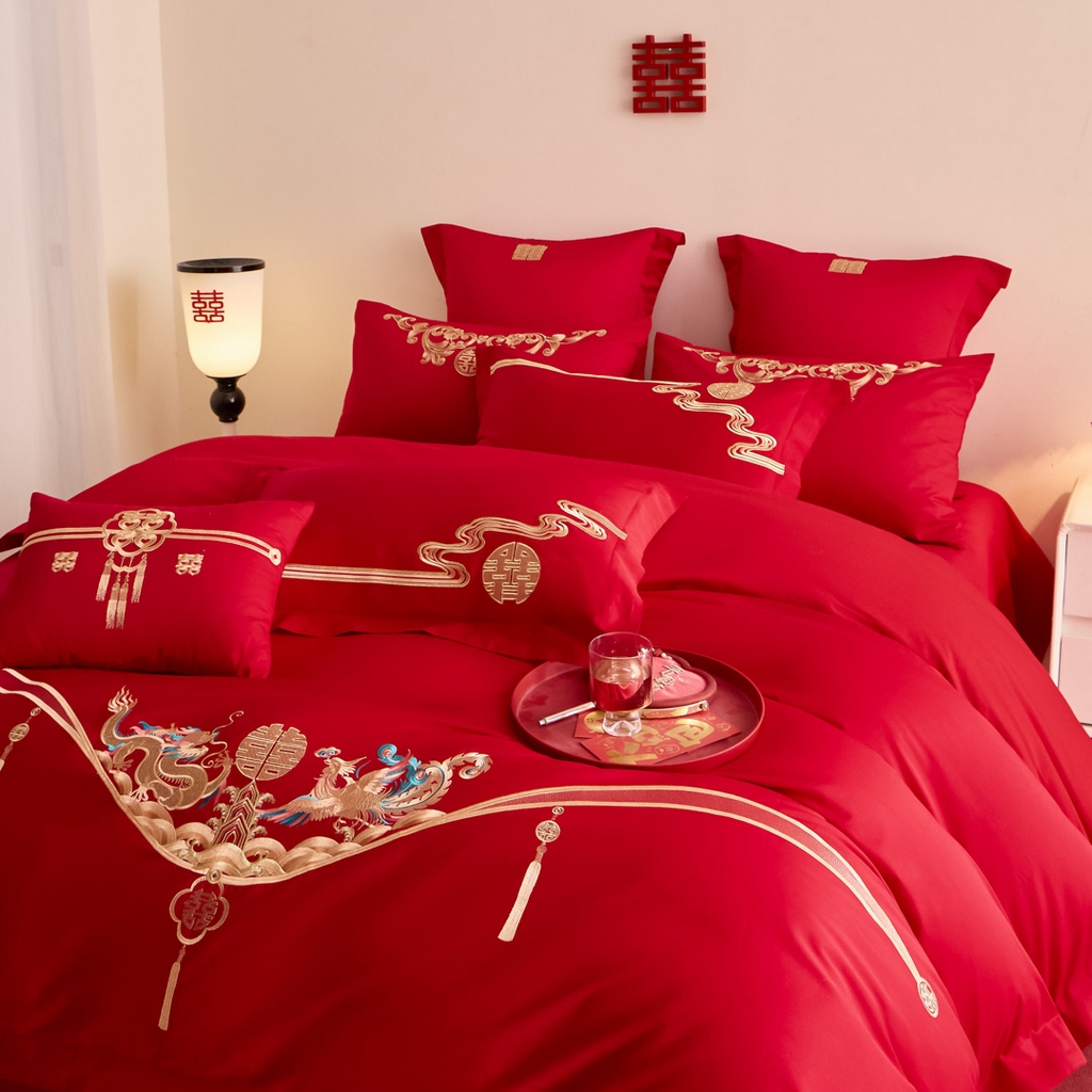 91家纺网 家纺一手货源 找家纺 东方合美（原：皇家传奇） 2025新款婚庆小红书化纤系列二 欢喜龙凤