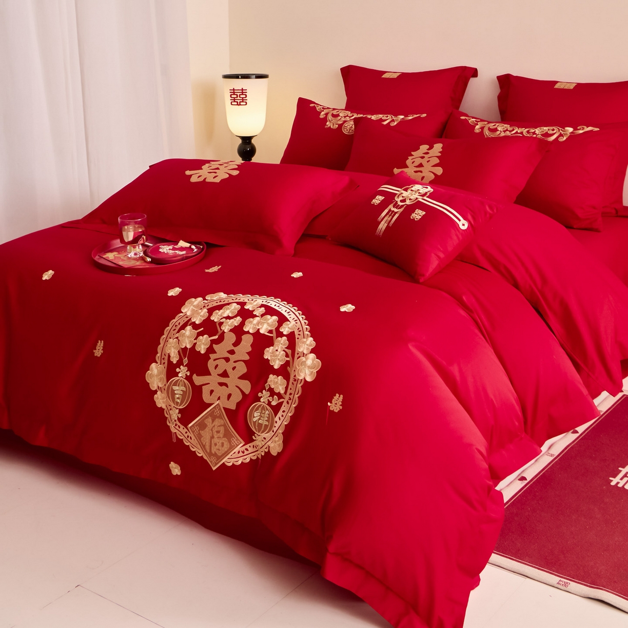 91家纺网 家纺一手货源 找家纺 东方合美（原：皇家传奇） 2025新款婚庆小红书化纤系列二 双喜临门