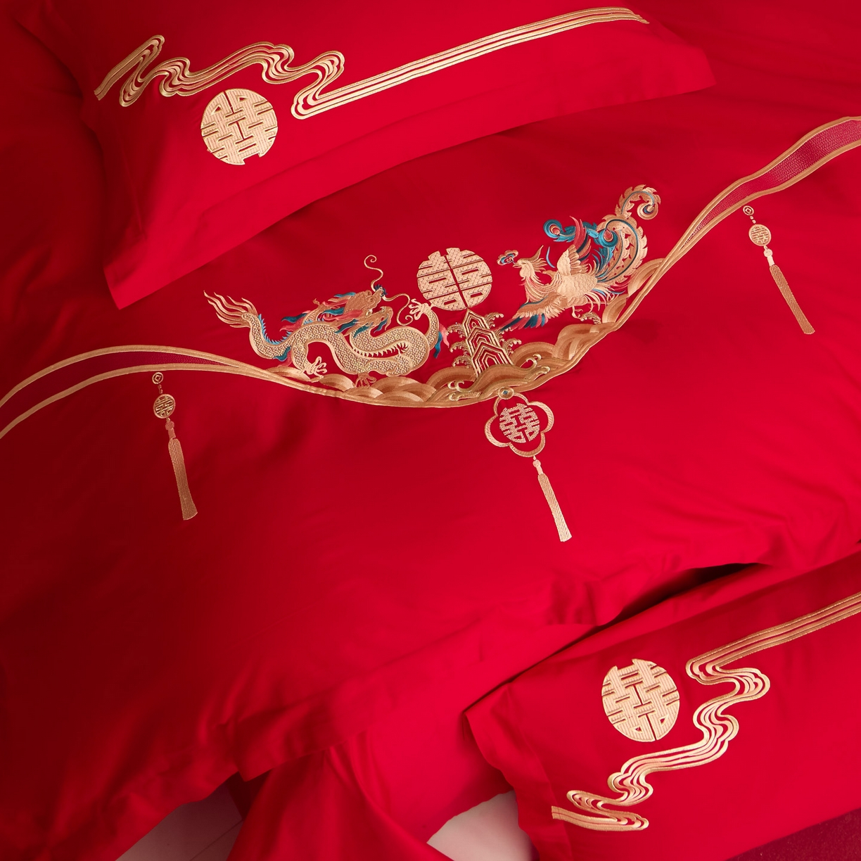 91家纺网 家纺一手货源 找家纺 东方合美（原：皇家传奇） 2025新款婚庆小红书化纤系列二 欢喜龙凤