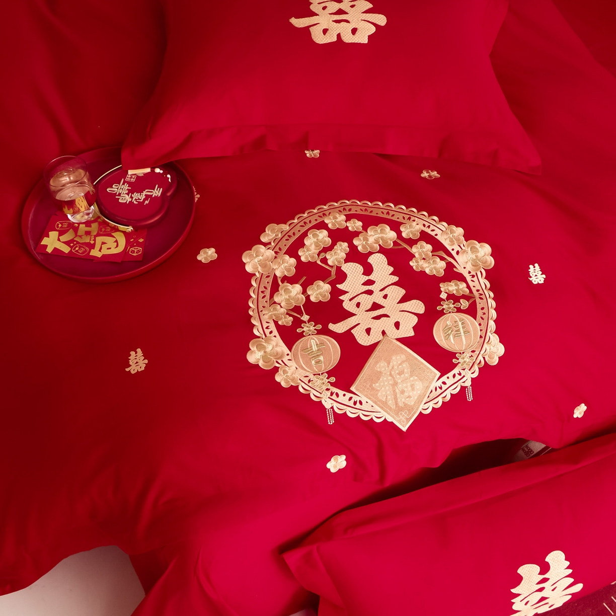 91家纺网 家纺一手货源 找家纺 东方合美（原：皇家传奇） 2025新款婚庆小红书化纤系列二 双喜临门