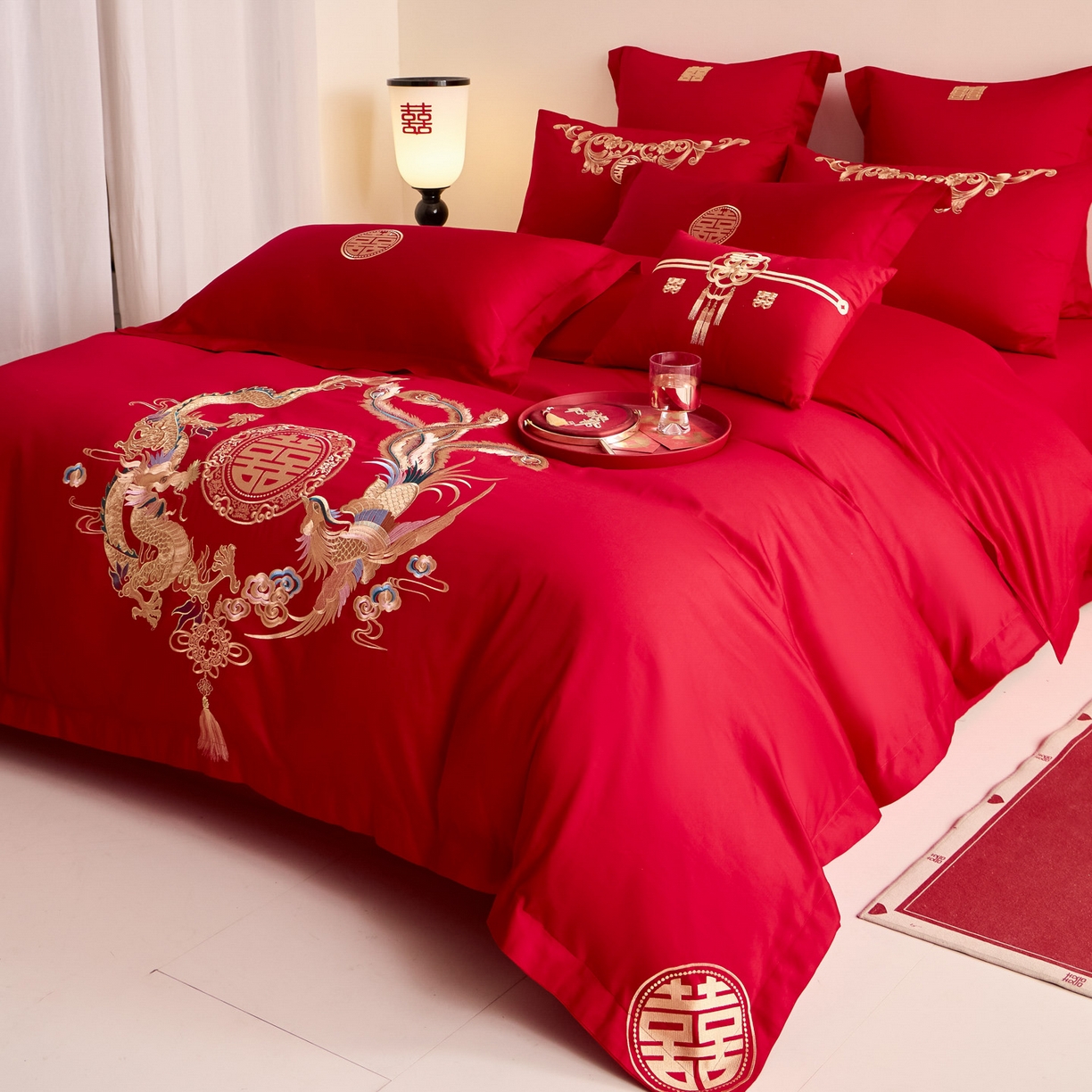 91家纺网 家纺一手货源 找家纺 东方合美（原：皇家传奇） 2025新款婚庆小红书化纤系列二 龙凤和鸣