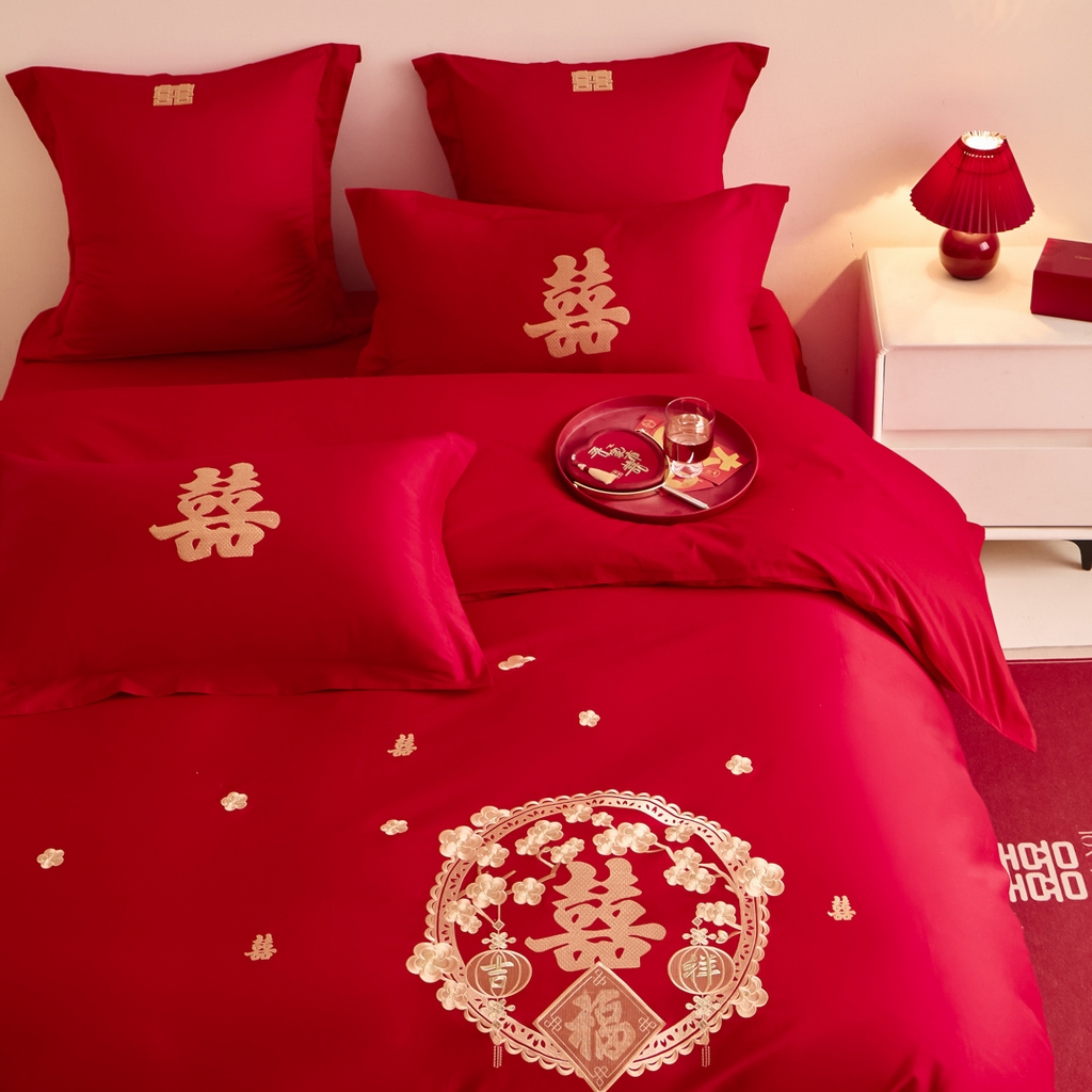 91家纺网 家纺一手货源 找家纺 东方合美（原：皇家传奇） 2025新款婚庆小红书化纤系列二 双喜临门