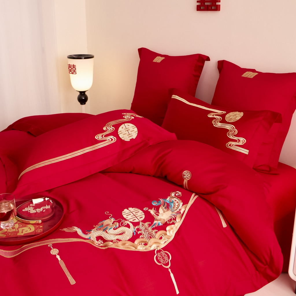 91家纺网 家纺一手货源 找家纺 东方合美（原：皇家传奇） 2025新款婚庆小红书化纤系列二 欢喜龙凤