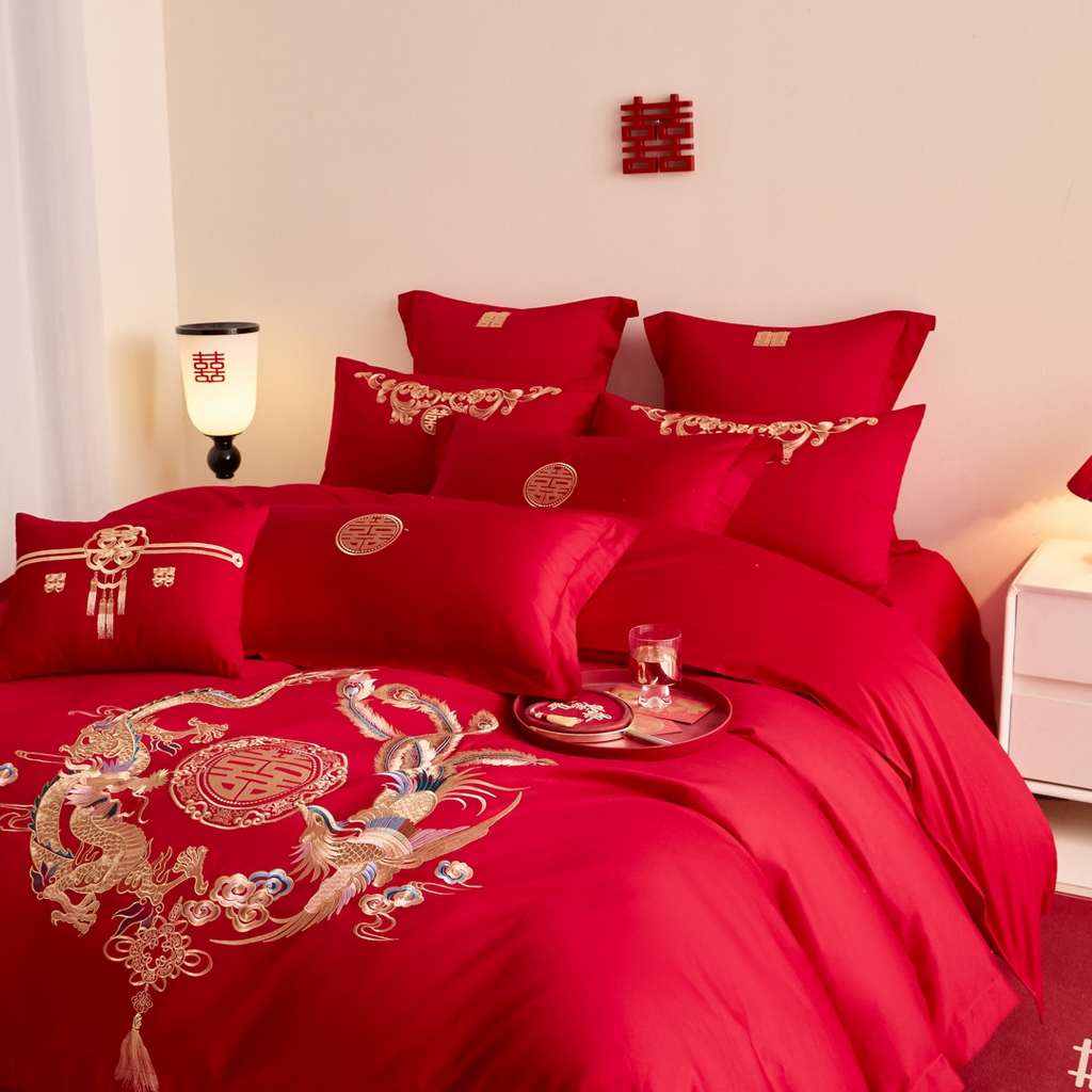 91家纺网 家纺一手货源 找家纺 东方合美（原：皇家传奇） 2025新款婚庆小红书化纤系列二 龙凤和鸣