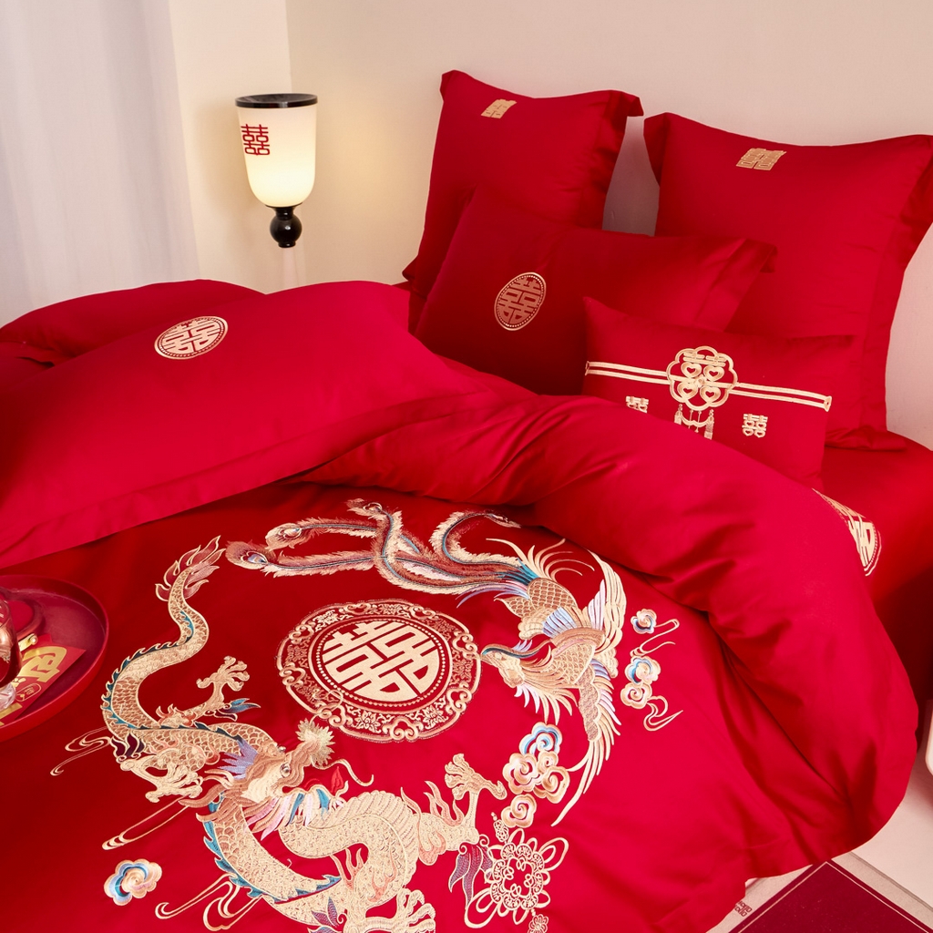 91家纺网 家纺一手货源 找家纺 东方合美（原：皇家传奇） 2025新款婚庆小红书化纤系列二 龙凤和鸣