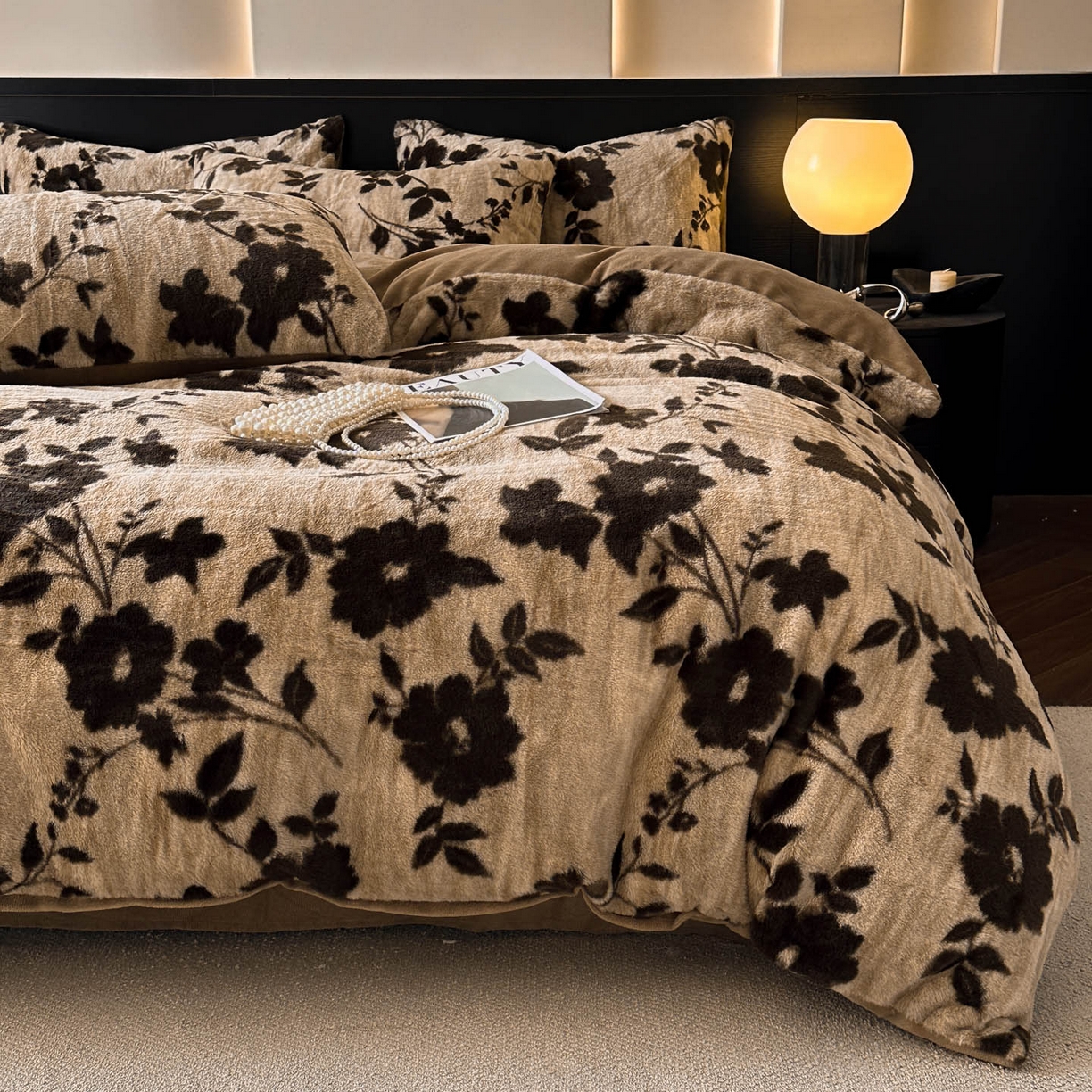 91家纺网 家纺一手货源 找家纺 金阳光家纺 2025新款A类高克重兔毛绒保暖印花牛奶绒四件套 美拉德系列 美拉德-漫漫