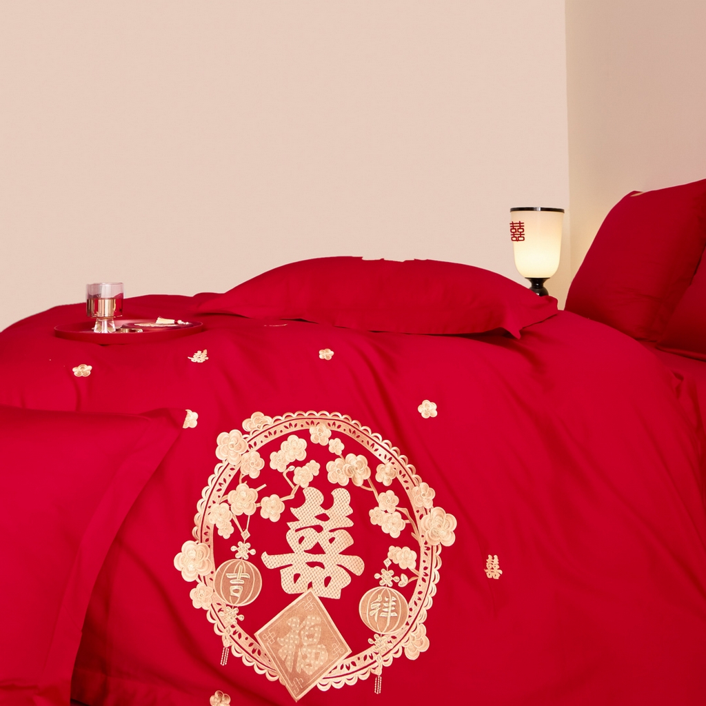 91家纺网 家纺一手货源 找家纺 东方合美（原：皇家传奇） 2025新款婚庆小红书化纤系列二 双喜临门